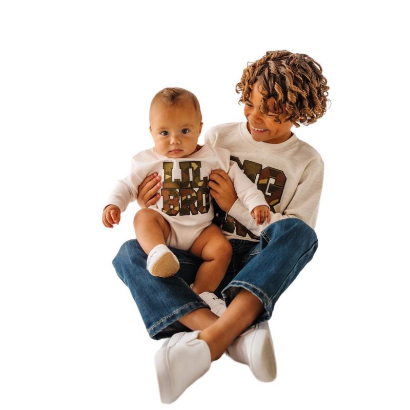 Baby Boys Lil Bro Camo Patch Long Sleeve Romper