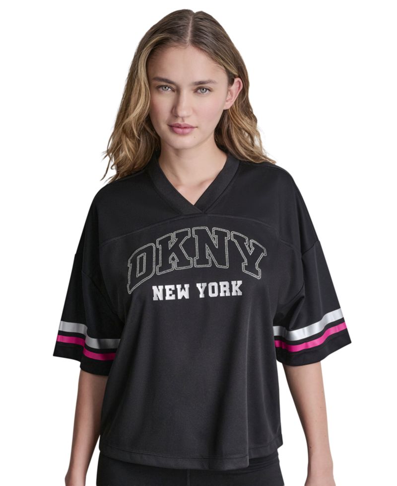 Women's Varsity Rhinestone V-Neck Sports Jersey