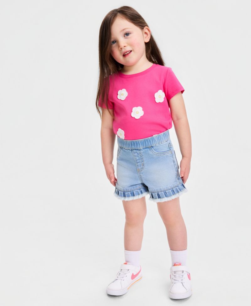 Girls' 12M-5T Denim Ruffled Shorts
