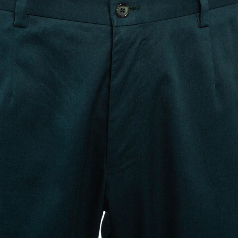 Men's Green Cotton Formal Trousers