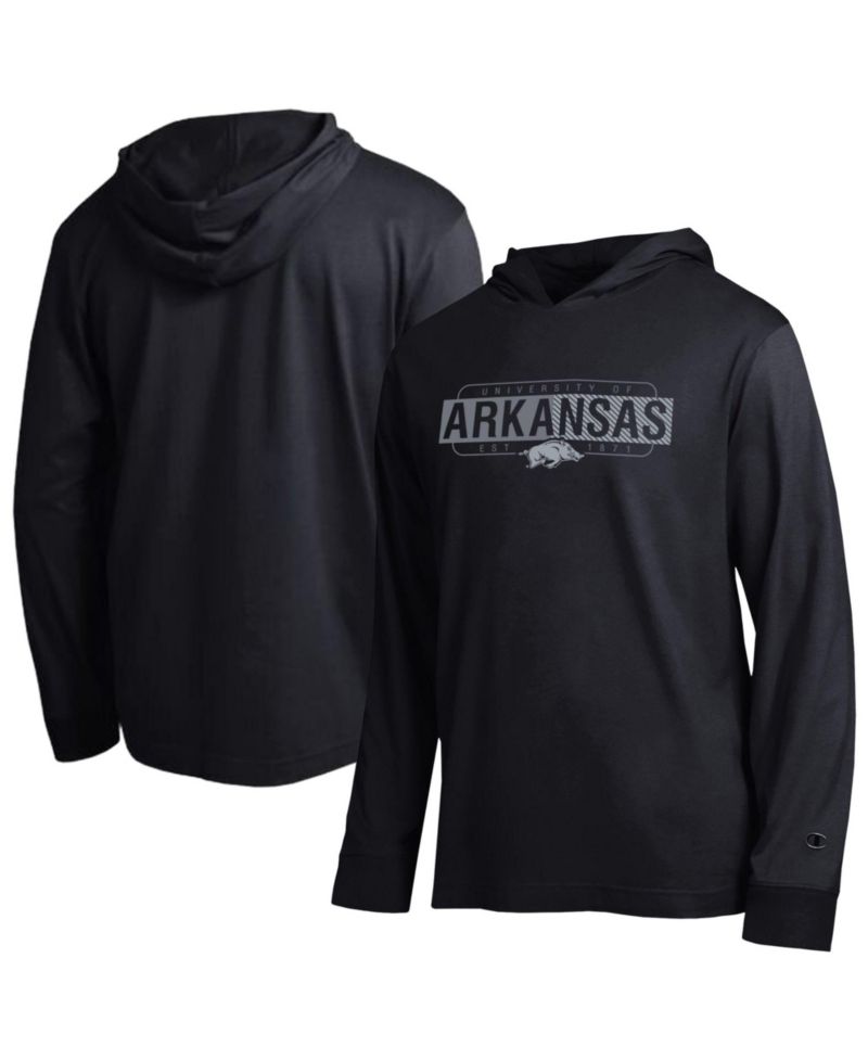 Men's Black Arkansas Razorbacks Gradient All-Star Long Sleeve Hooded T-Shirt
