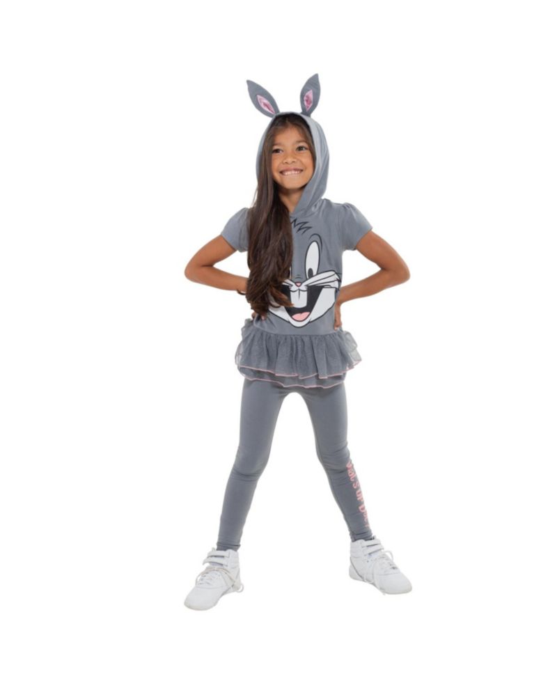 Girls Buggs Bunny Cosplay T-Shirt Dress and Leggings Outfit Set