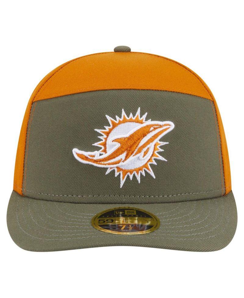 Men's Olive/Brown Miami Dolphins Two-Tone Color Pack Split Panel 59FIFTY Fitted Hat