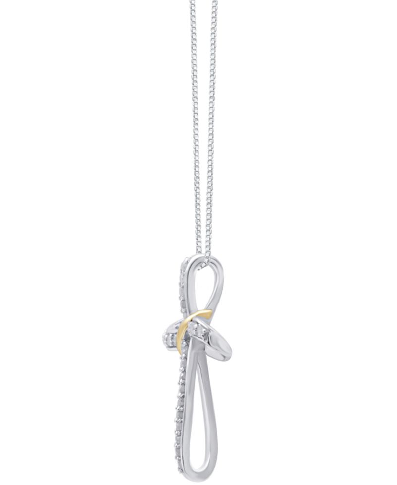 Diamond Cross 18" Pendant Necklace (1/4 ct. t.w.) in Sterling Silver & 14k Gold-Plate