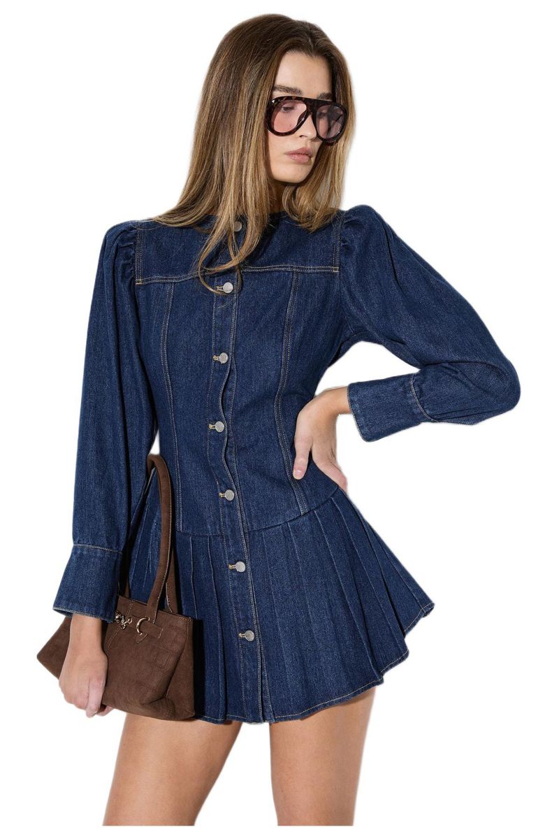 Women's Premium Denim Balloon Sleeve Dress
