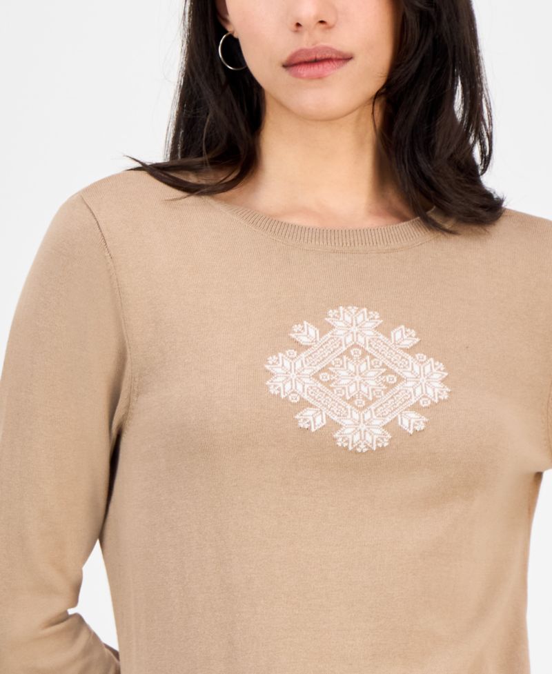 Nautica Women's Cotton Snowflake Sweater