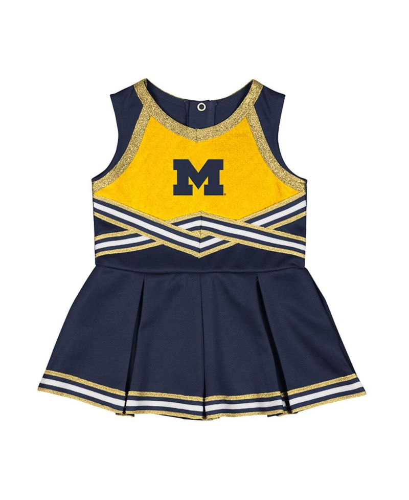 Girls Baby Boys and Girls Navy Michigan Wolverines Lollipop Park Cheer Dress