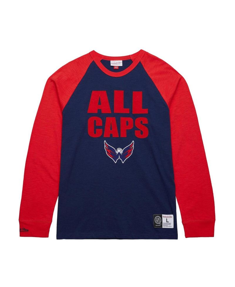Men's Navy/Red Washington Capitals Legendary Slub Raglan Long Sleeve T-Shirt