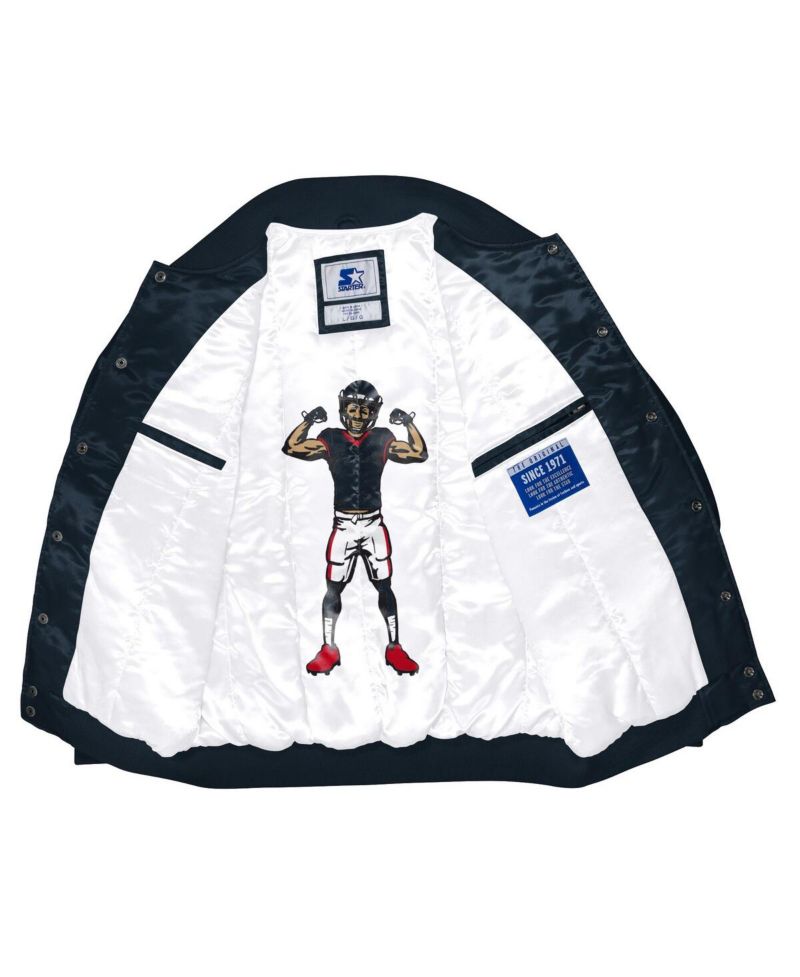 Men's Navy Houston Texans Exclusive Satin Full-Snap Varsity Jacket