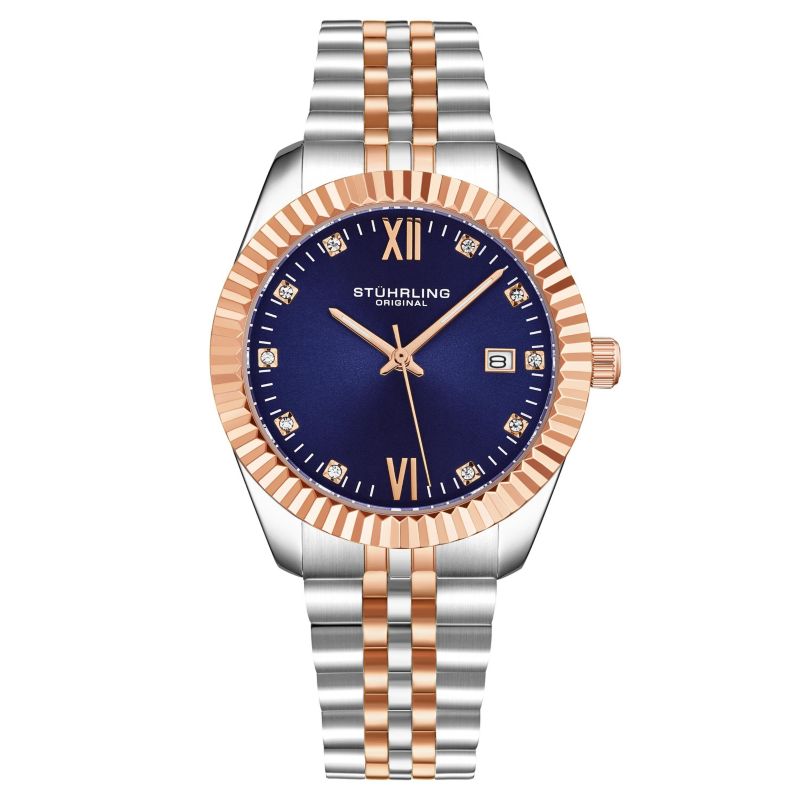Gamine 4024 Unisex Stainless Steel Watch - 36mm, Diamond Markers, Roman Numerals, Date, 50M Water Resistant