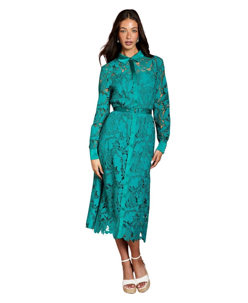 Women's Lace Shirt Long Sleeve Dress