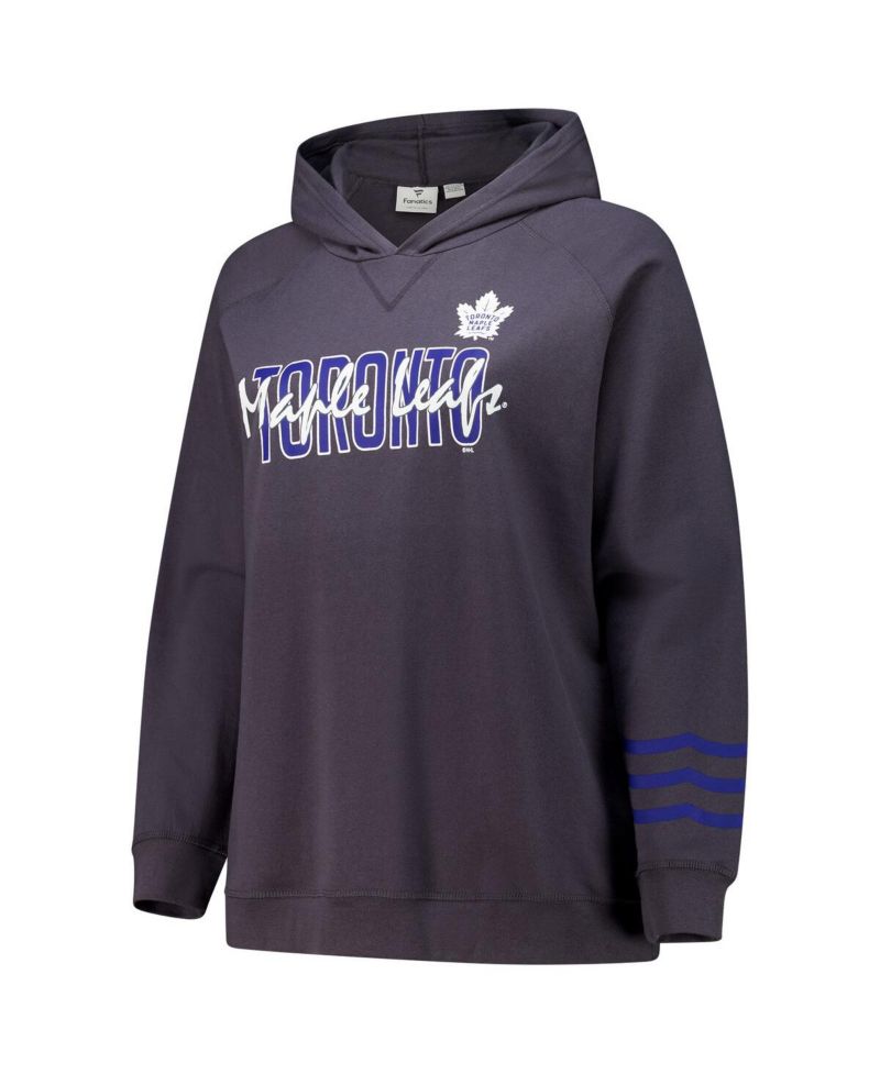 Women's Charcoal Toronto Maple Leaves Plus Size Lightweight Fleece Raglan Pullover Hoodie
