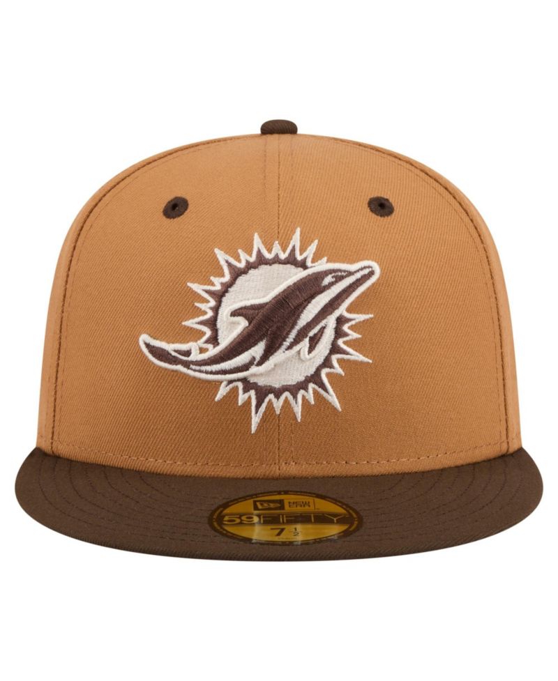 Men's Light Brown/Dark Brown Miami Dolphins Two-Tone Walnut 59FIFTY Fitted Hat