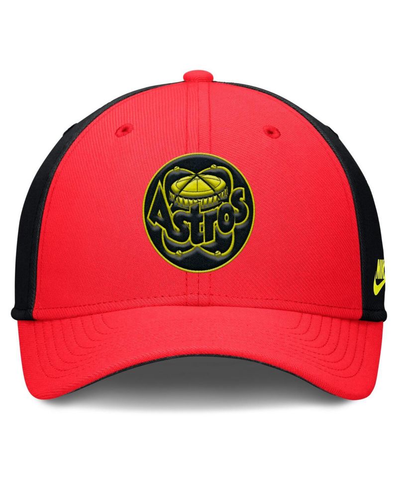 Men's Crimson/Black Houston Astros Neon 90s Rise Swoosh Flex Hat