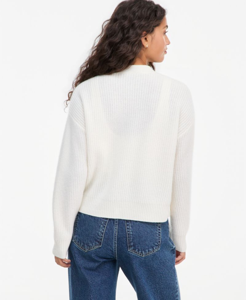 Petite 100% Cashmere Shaker Stitch V-Neck Cardigan Sweater