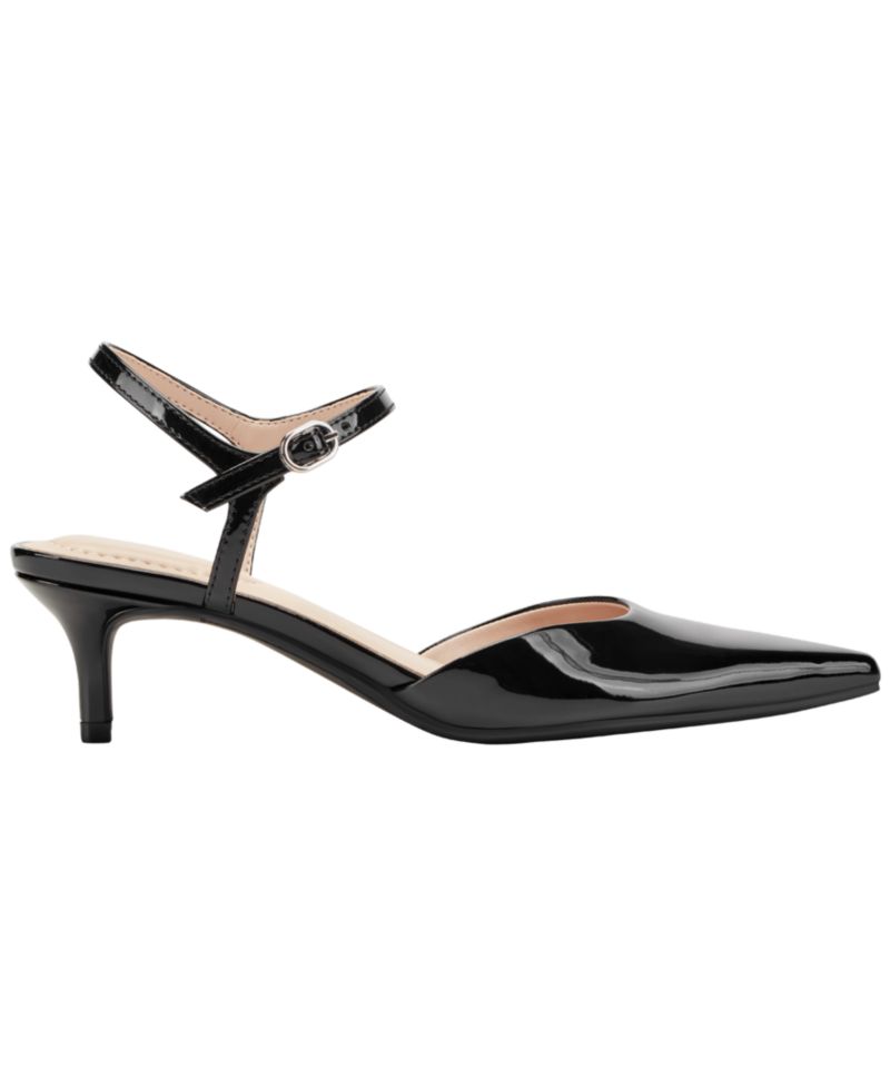 Women's Rose Ankle Strap Kitten Heel Pumps
