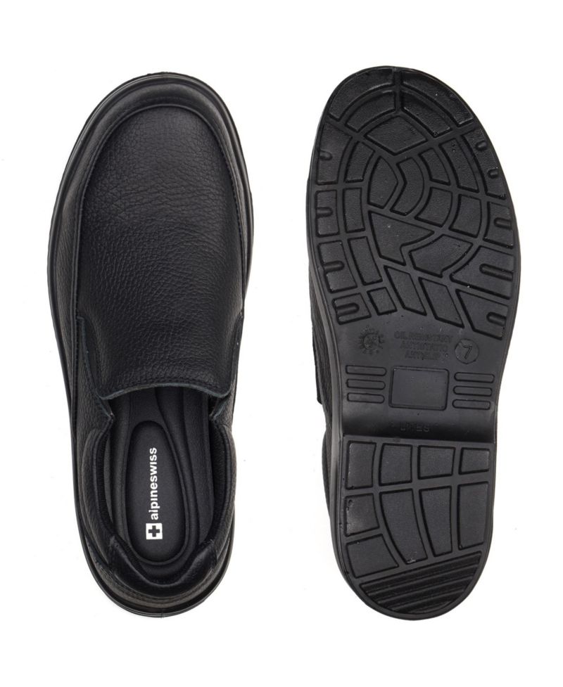 Men's Arbete Work Shoes | Slip Resistant Genuine Leather | Non Slip Loafers | All Day Comfort | Easy Slip On
