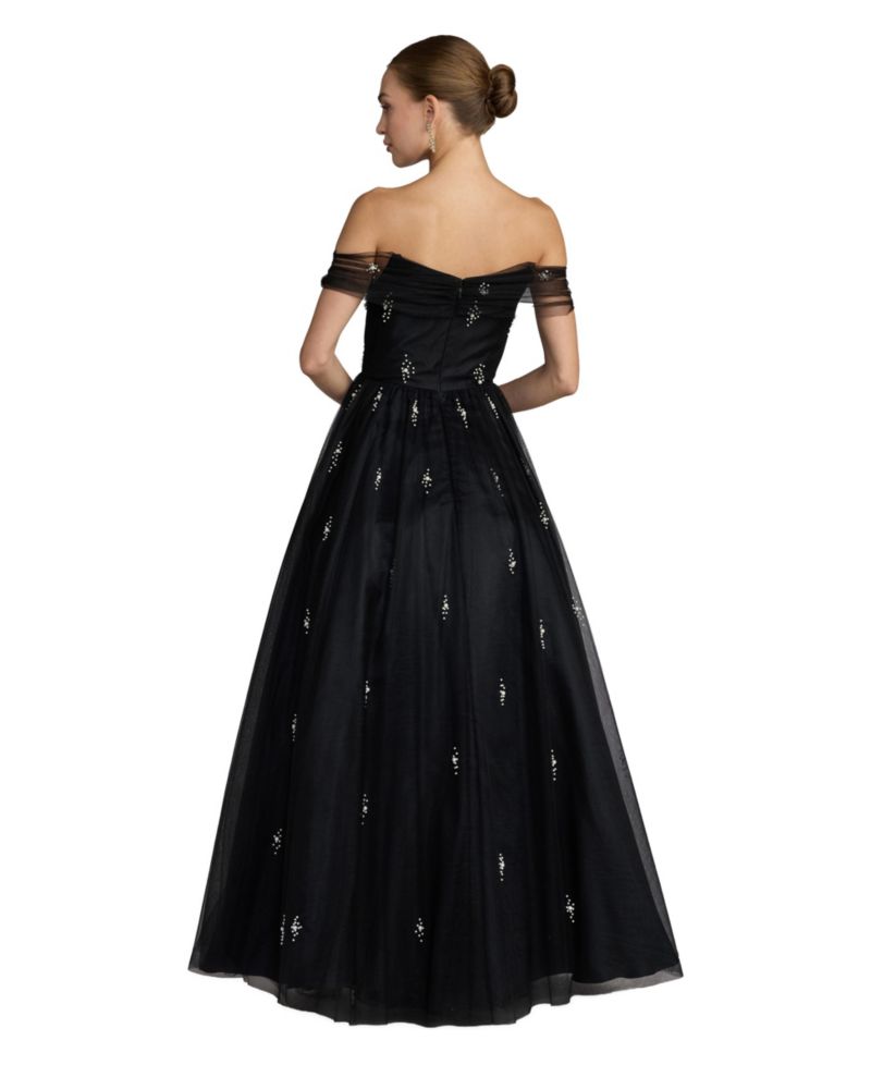Women's Pearl Embellished Off The Shoulder Ball Gown