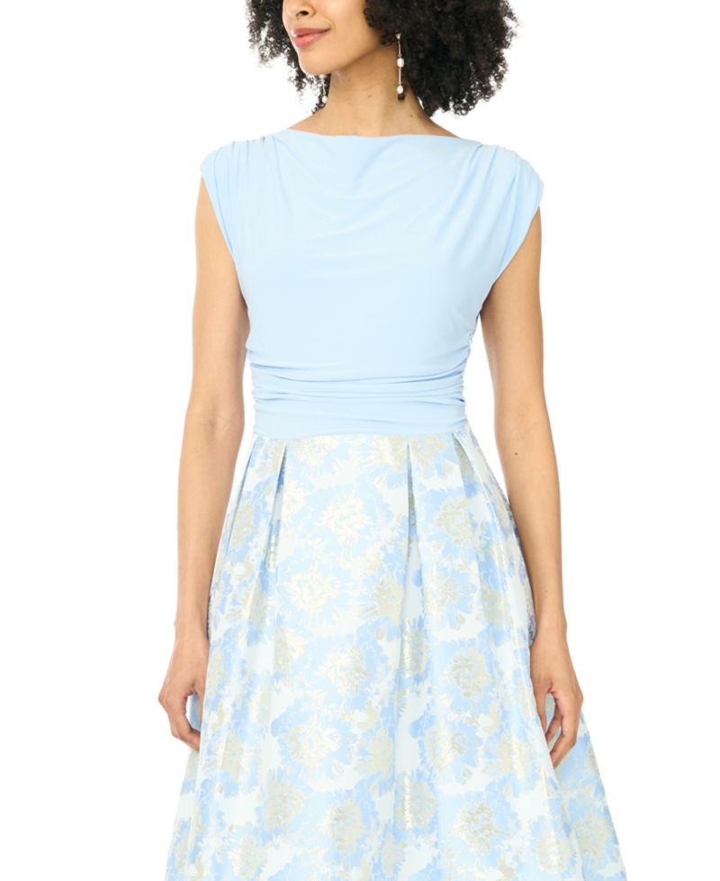 Women's 3/4-Length-Sleeve Boat Neck Printed Jacket Dress