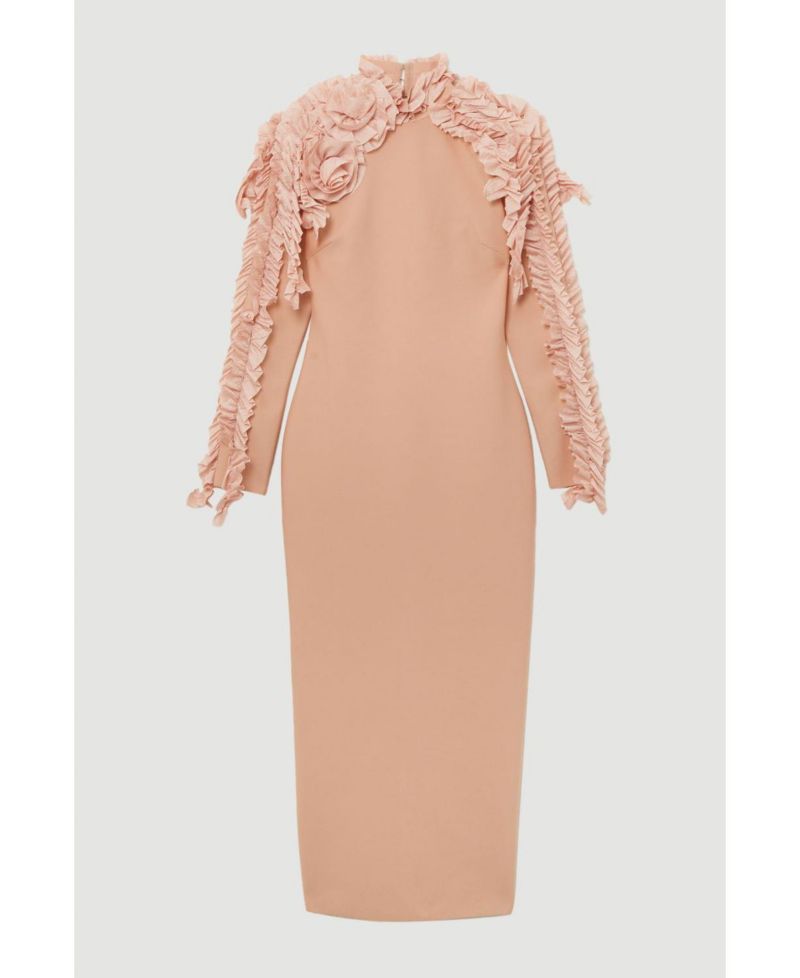 Women's Bandage Rosette Midi Detail Dress