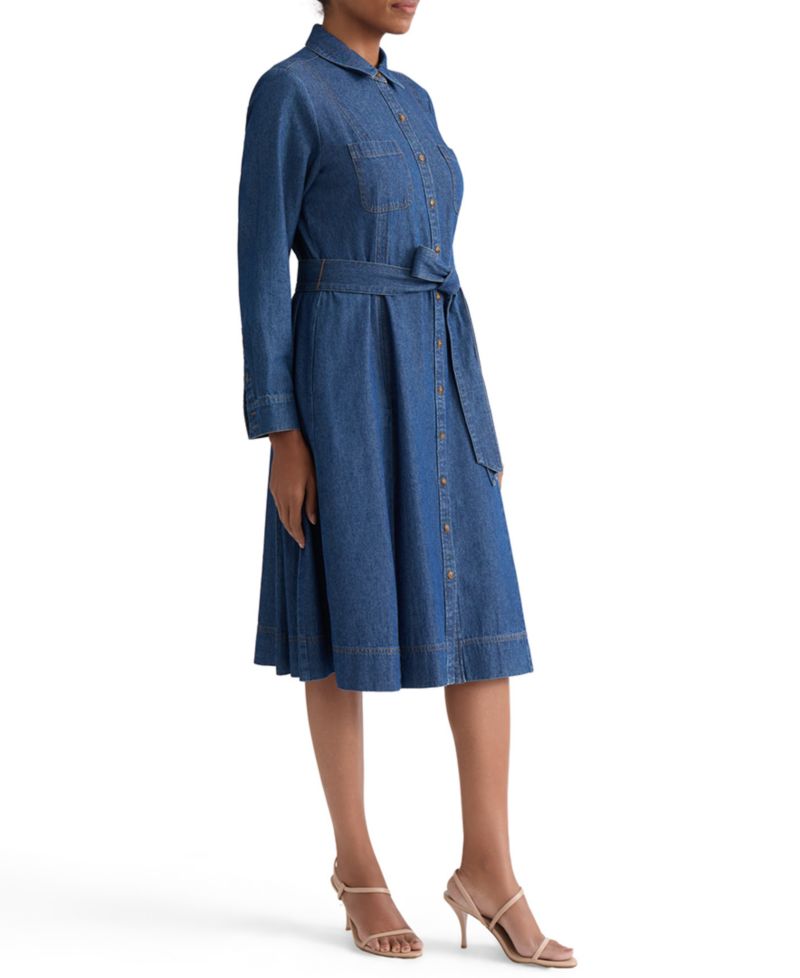 Women's Button-Up Cotton Shirt Dress