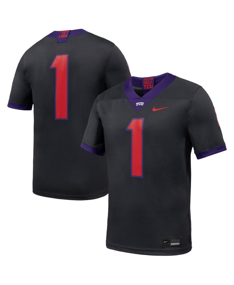 Men's 1 Anthracite TCU Horned Frogs Alternate Game Football Jersey