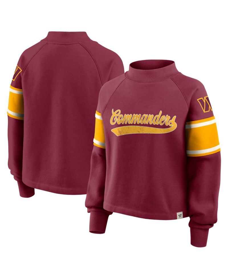Women's Burgundy Washington Commanders Oversized Hometown Toss Sweep Mock Neck Pullover Hoodie