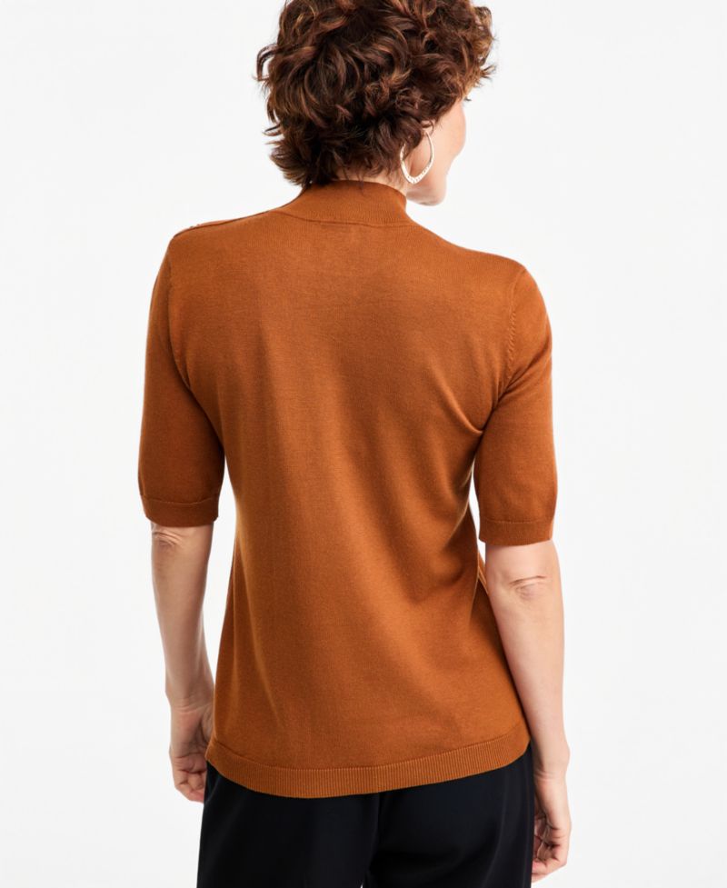 Women's Mock-Neck Short-Sleeve Sweater