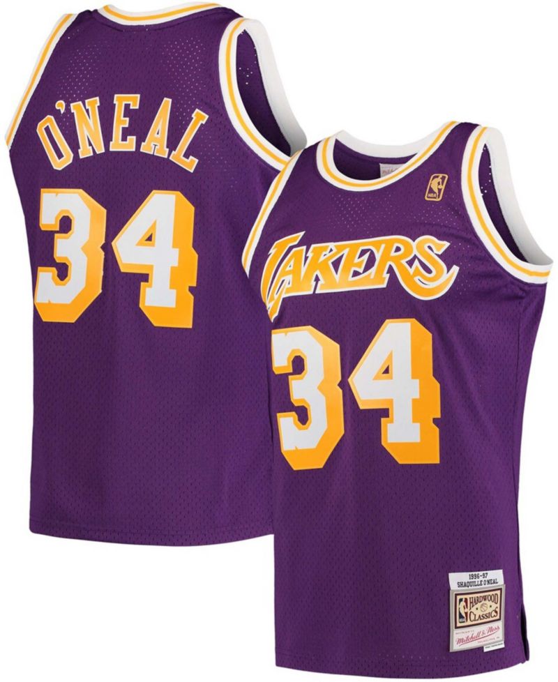 Men's Shaquille O'Neal Purple Los Angeles Lakers Hardwood Classics Swingman Jersey