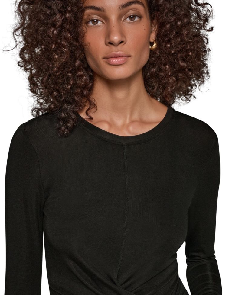 Women's Drape Front Long-Sleeve Top