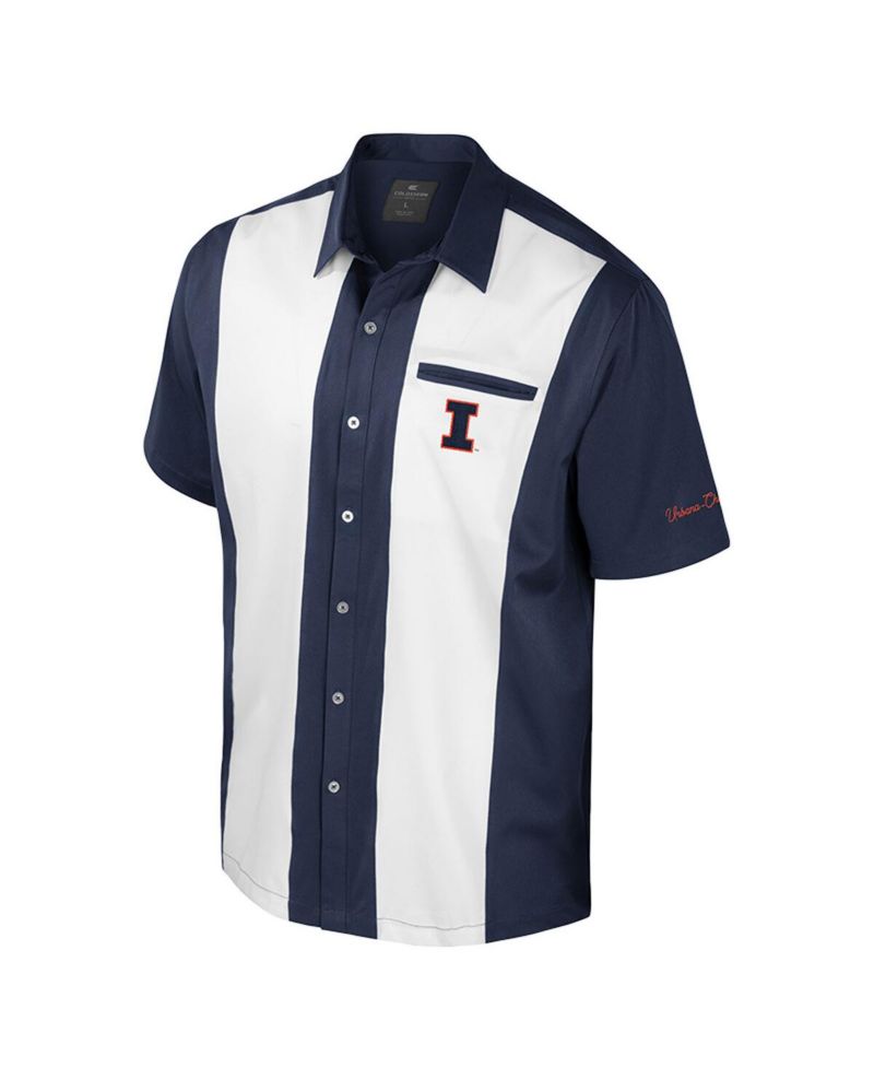Men's Navy Illinois Fighting Illini Strike Bowling Button-Up Shirt