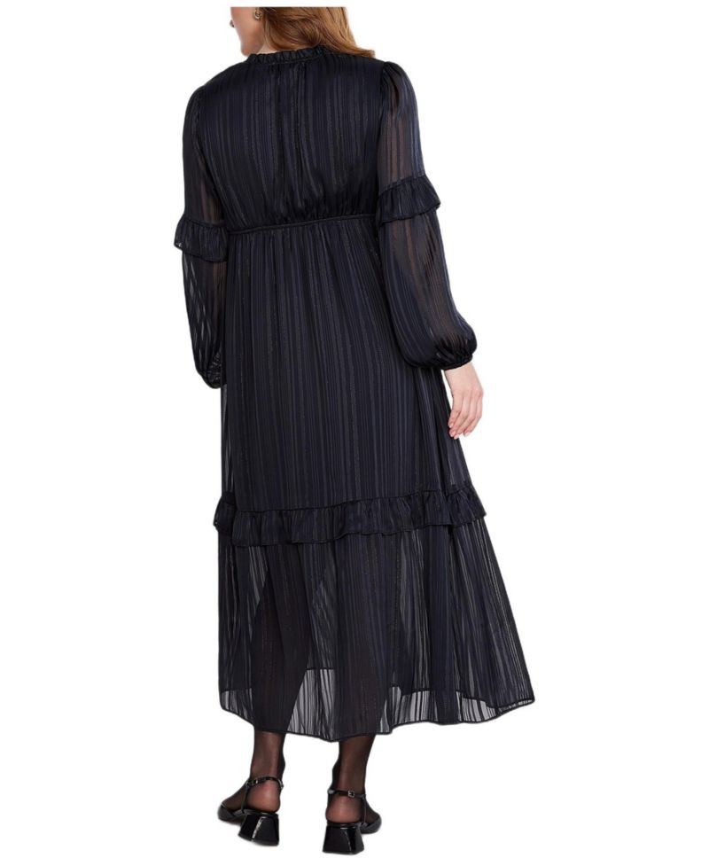 Women's Motherhood V-Neck Long Sleeve Tiered Maxi Dress