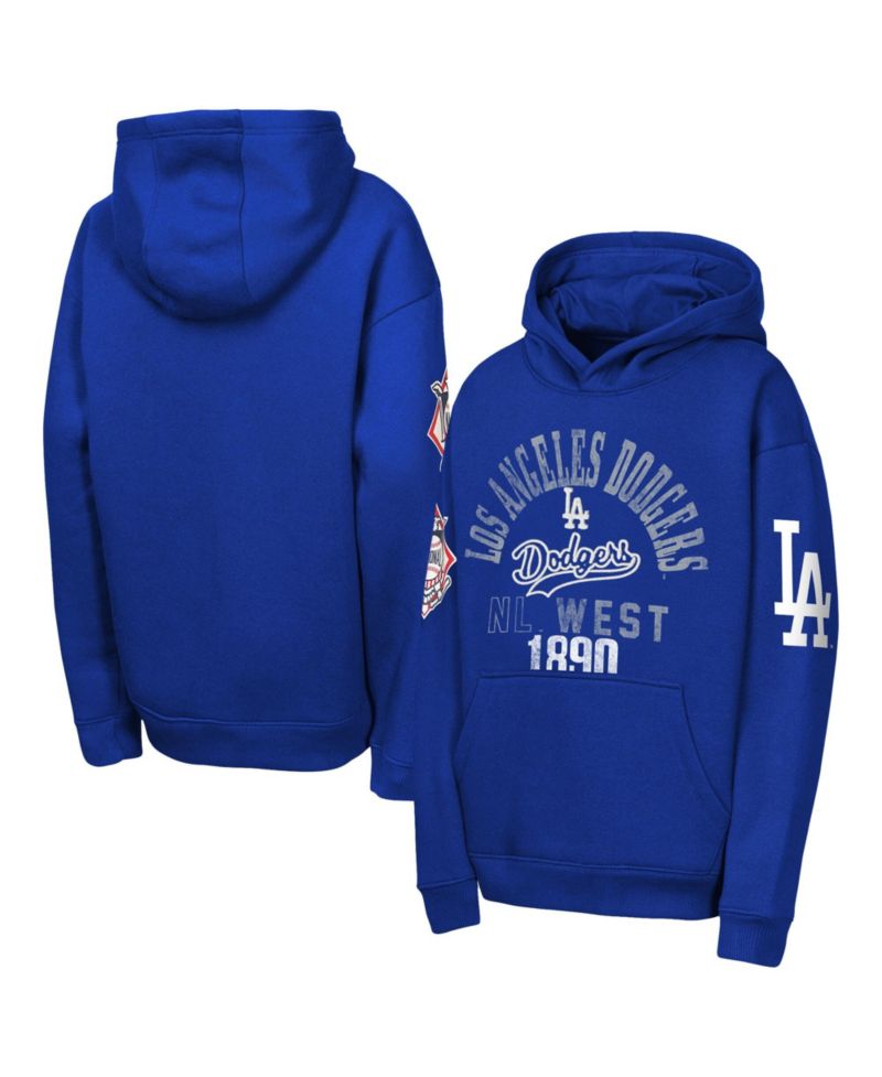 Big Boys and Girls Royal Los Angeles Dodgers Premium Sweep Fleece Hoodie