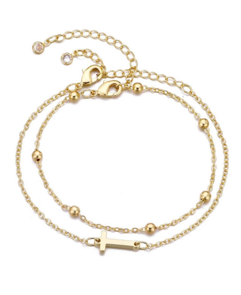 Gold Initial Bracelet Set