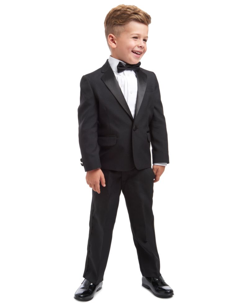 Boys' 2T-10 Tuxedo Long-Sleeve Shirt, Suit, Pants & Bowtie, 4-Piece Set