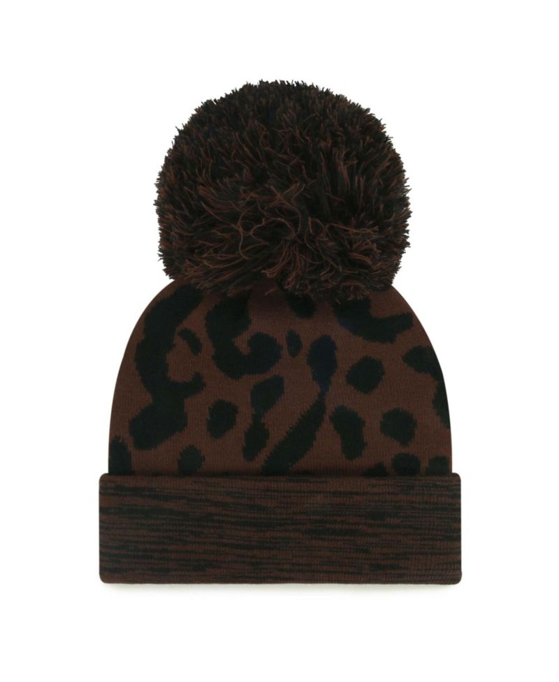 Women's Brown Athletics Rosette Cuffed Knit Hat with Pom