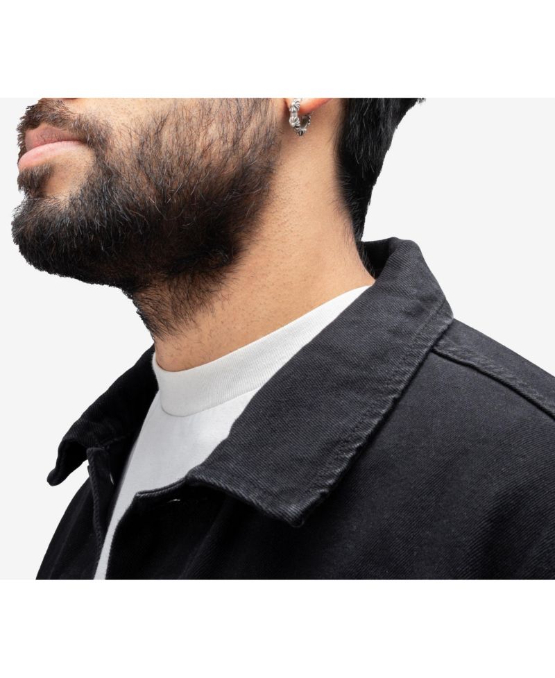 Men's Rhine Stone Graphic Back Denim Trucker Jacket