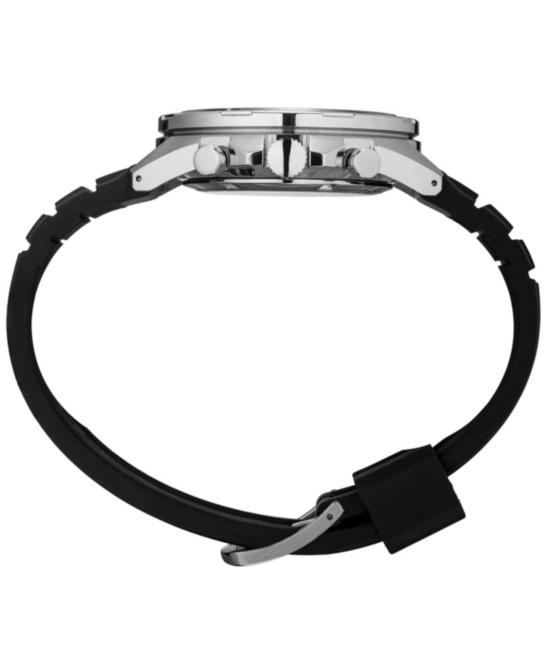 Men's Chronograph Black Silicone Strap Watch 43.9mm
