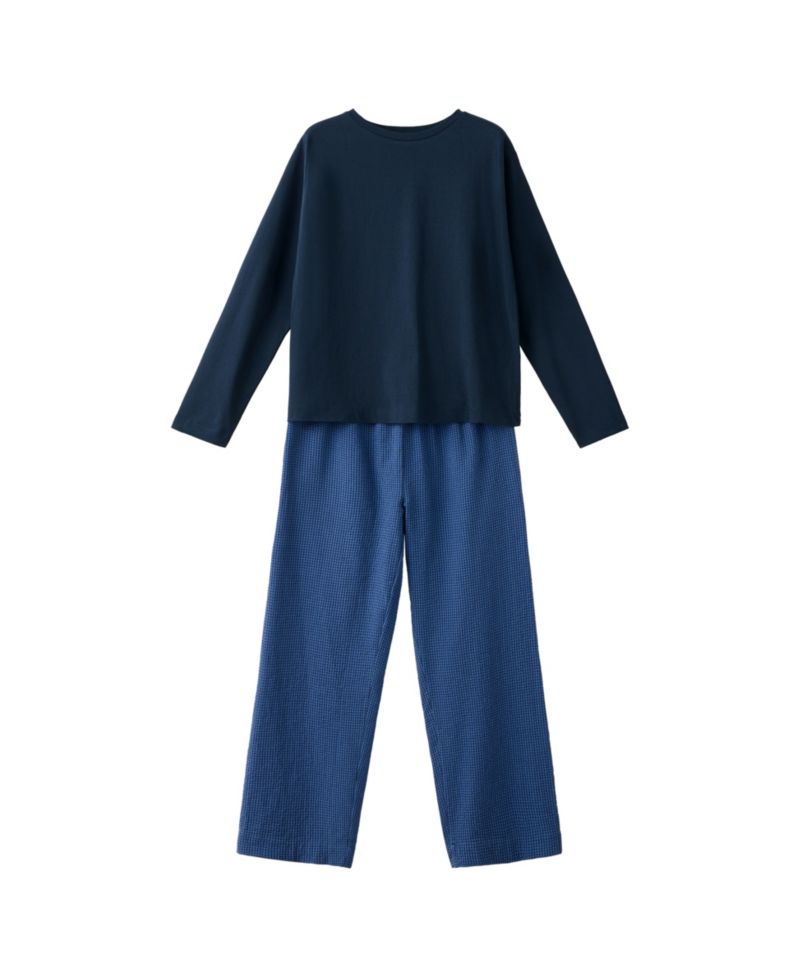 Women's Seersucker Striped Long-Sleeve Two-Piece Pajamas