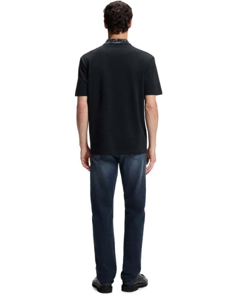 BOSS by Men's Cotton-Piqu&eacute; Jacquard Collar Polo Shirt