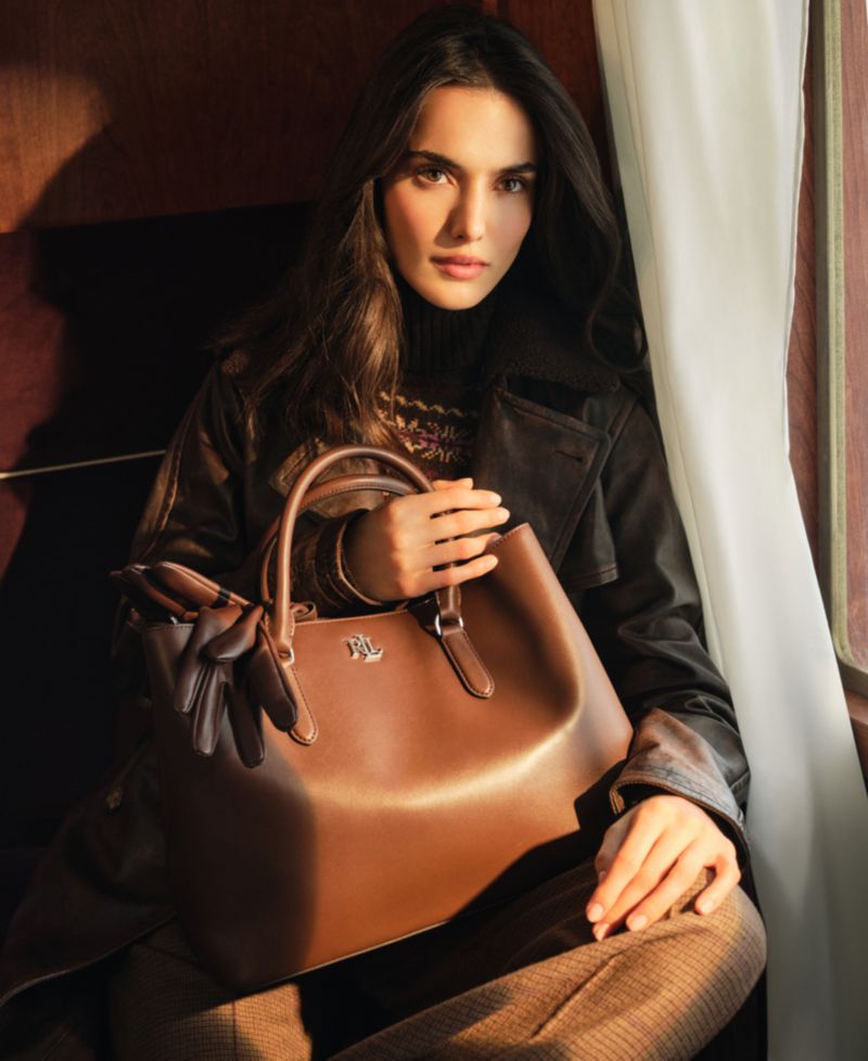 Marcy Full-Grain Leather Large Satchel Bag