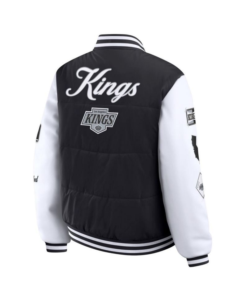 Women's Black/White Los Angeles Kings Varsity Full-Snap Puffer Jacket