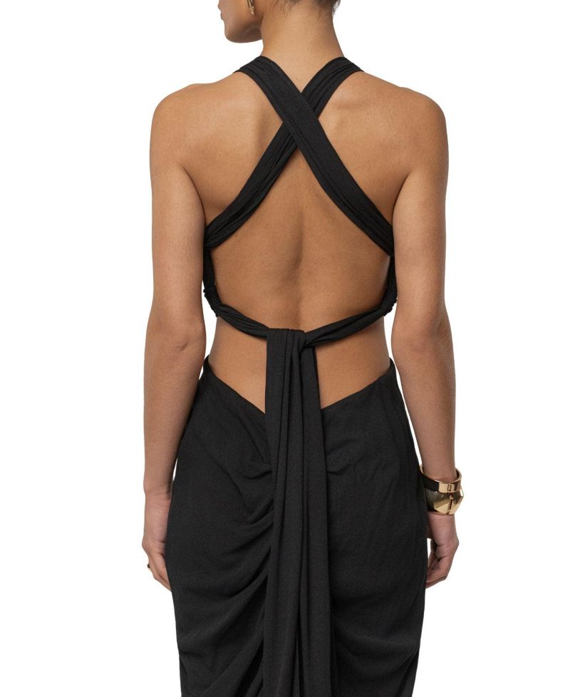 Women's Warm Sunsets Plunging V-Neck Cutout Maxi Dress