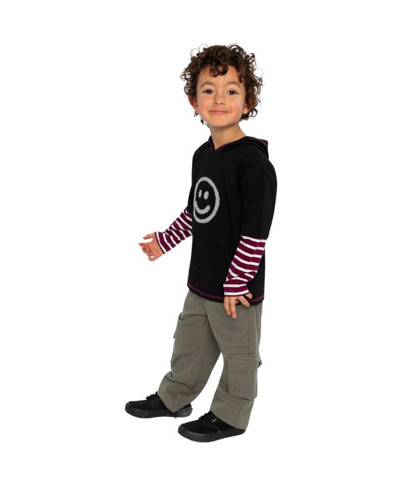 Little and Big Boy 6-12Y Fake Double Sleeve Hooded Shirt