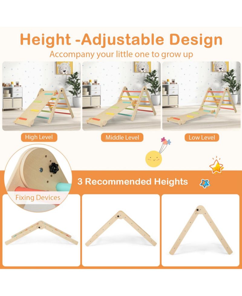 7-in-1 Height-Adjustable Indoor Climbing Toys with Reversible Ramp, 7-Piece Set