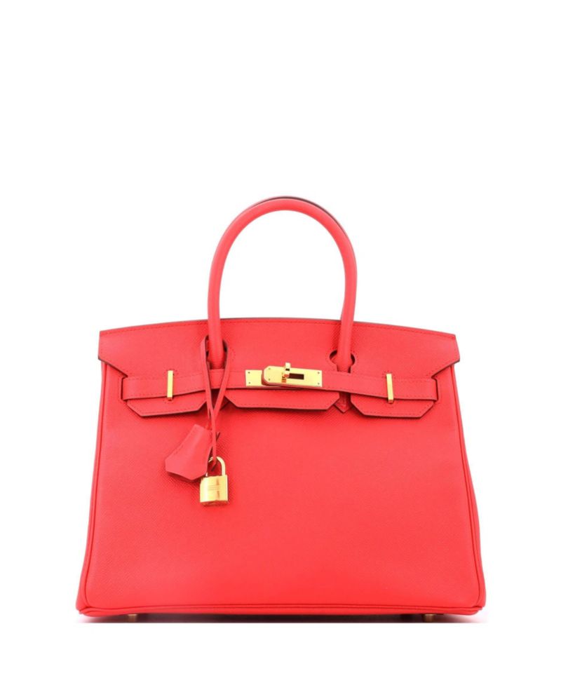 Pre-Owned Hermes Birkin 30 Handbag Red Epsom with Gold Hardware