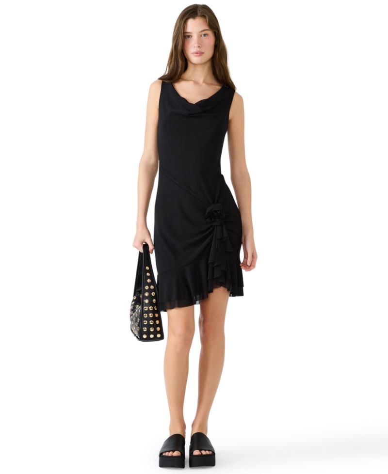 Cowl Neck High-Low Asymmetric Dress