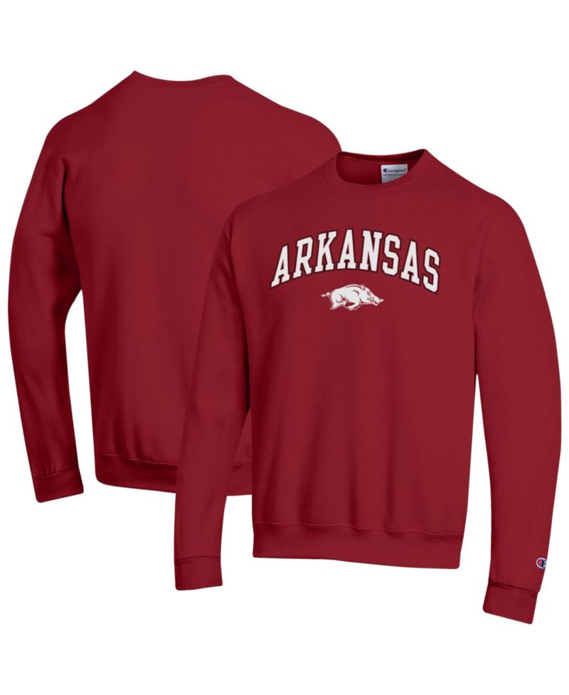 Men's Arkansas Razorbacks Crewneck Arch Over Logo Pullover Sweatshirt