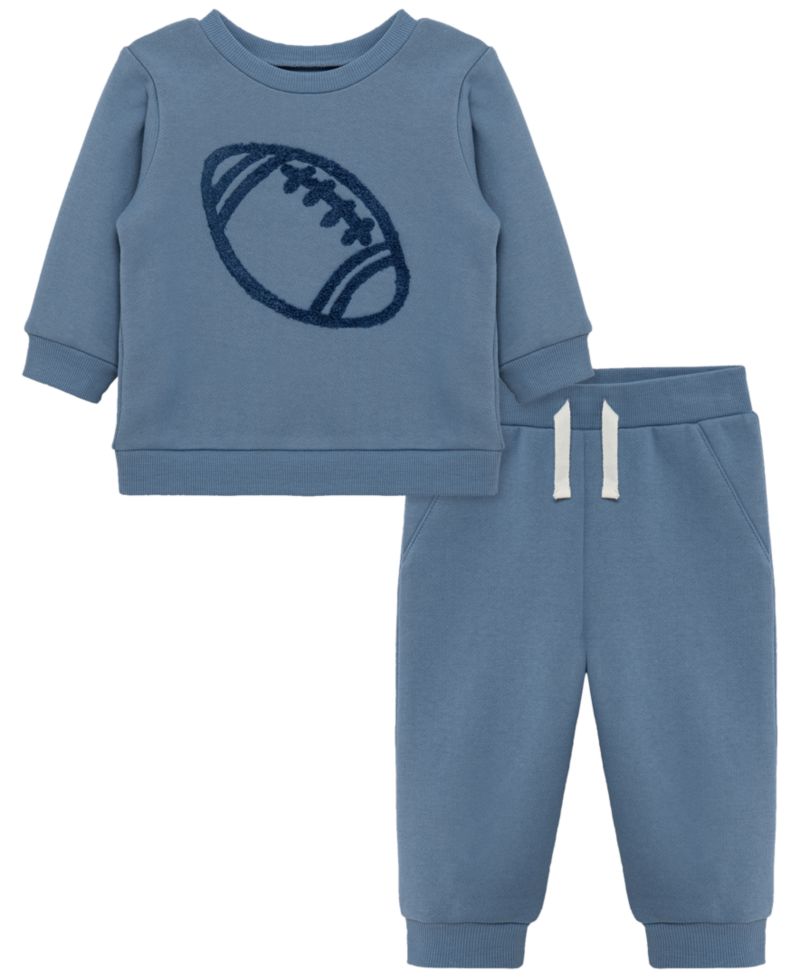 Baby Girls' Football Round Neck Sweatshirt and Joggers Pants, 2-Piece Set
