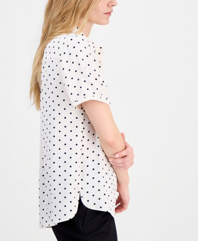 Women's Cap-Sleeve Button-Up Blouse